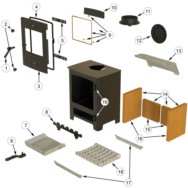 Villager Athlone 3 Multifuel Stove (pallet Of 12) Stove Spares and