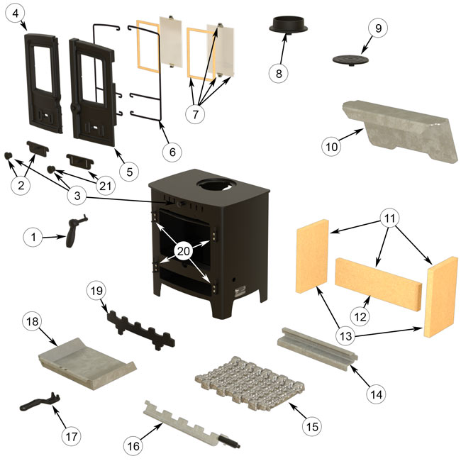 Hamlet Camborne Deluxe Small Multifuel Series 2 Stove Spares and