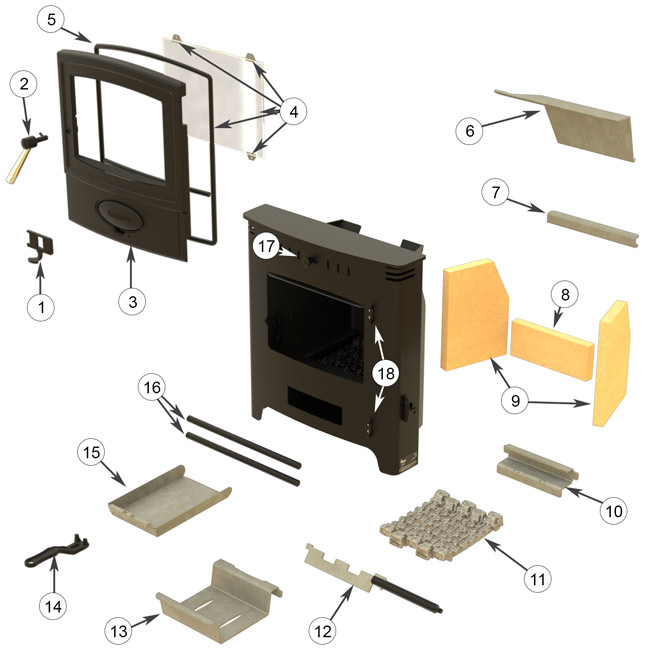 Aarrow Ecoburn 5 Inset Multifuel Series 2 Stove Spares and Accessories
